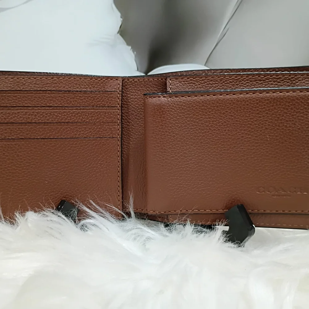 Coach Brown Leather Card Holder 2in 1